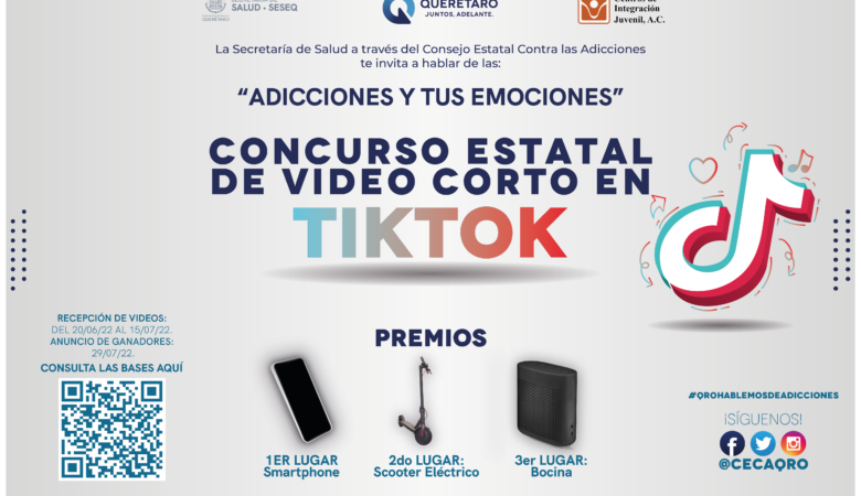 Invita SESA al Concurso Estatal de Video Corto en TikTok, Adicciones y tus Emociones