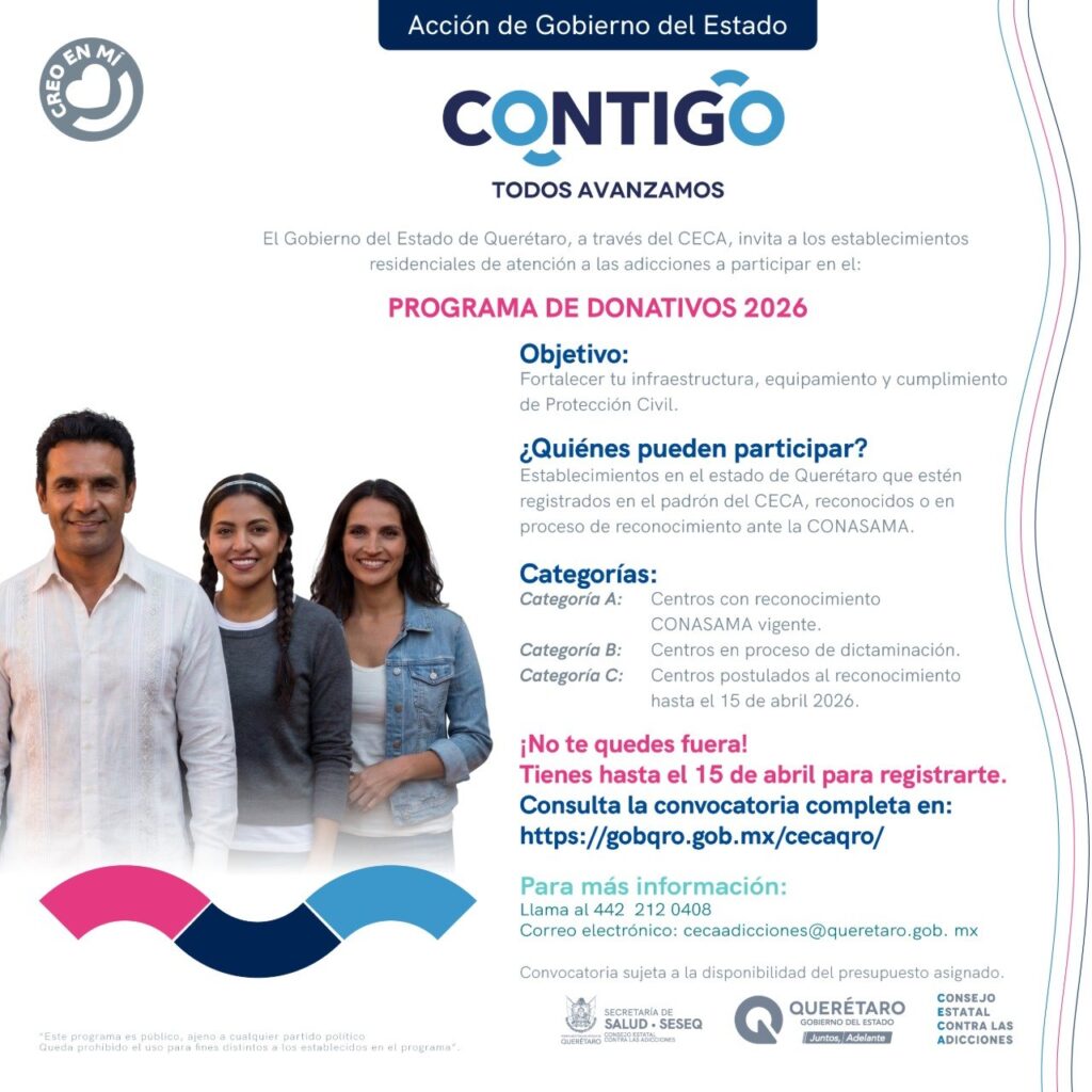 Avanza Querétaro en atención de adicciones con fortalecimiento a centros especializados